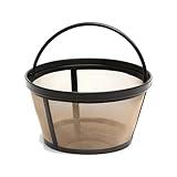 Delibru Gold Toned Reusable 8-12 Cup Basket Coffee Filter fits Mr. Coffee Makers and other Brand Brewers. Permanent Replacement for your Paper Filter, BPA Free