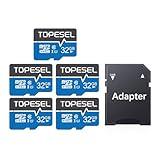 TOPESEL 5-Pack 32GB Micro SD Card Class 10 Micro-SDXC Memory Card UHS-I, High Speed Flash TF Card for Security Camera/Smartphone/Drone/Dash Cam/Tablet/PC, C10, U1, 32GB 5Pack