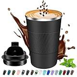 JTRYEMU Insulated Coffee Mug 12 oz Travel Coffee Mug with Lid Pill Proof, Stainless Steel Vacuum Thermal Thermos to GO Leakproof, Reusable Coffee Tumbler Cup for Men and Women Hot & Iced Drinks