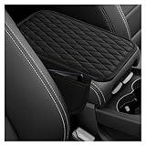 Thin Arm Rest Cover for Car,Leather+Memory Foam Center Console Cover with Storage Bags,Universal Middle Console Cover Car Accessories Interior for Most Car Center Consoles (Black)