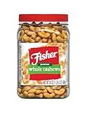 Fisher Snack Premium Whole Cashews, 24 Ounces, Roasted with Sea Salt, No Artificial Colors or Flavors, 100% Recyclable