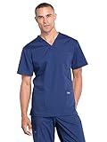 Cherokee Scrubs for Men Workwear Professionals V-Neck Four-Pocket Scrub Top WW695, L, Navy