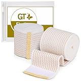 Premium Elastic Bandage Wrap (2" Wide, 2 Pack) - Made of USA Grown Organic Cotton - Hook & Loop Fasteners at Both Ends - GT Latex Free Hypoallergenic Compression Roll for Sprains & Injuries