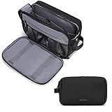 BAGSMART Toiletry Bag for Men, Travel Toiletry Organizer Dopp Kit Water-resistant Shaving Bag for Toiletries Accessories, Door Room Essentials, Black