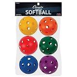 Champion Sports 12" Hollow Plastic Assorted Color Softball Set - Athletic Softball Equipment - Practice Softballs Plastic Hollow - Regulation Size - Fun for All Ages - Lightweight/Durable - Set of 6