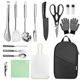 Camping Cooking Utensils Set - 8/16/32Pcs Stainless Steel Grill Tools - Rv Cooking Set - Camping Cooking Camping Kitchen - Outdoor Portable Kitchen Essentials Accessories Gifts for BBQ Lover/User