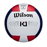 WILSON K1 Silver Indoor Game Volleyball - Official Size, Red/White/Navy