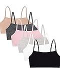 Fruit of the Loom Womens Spaghetti Strap Cotton Pullover Value Pack Sports Bra, Sand/White/Heather Grey/Black/Blushing Rose/Charcoal, 40 US