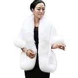 Caracilia Women Luxury Faux Fur Coat Jackets Wrap Cape Shawl for Wedding Party