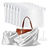 6 Pack Dust Bags for Handbags Silk Dust Cover Bag for Handbags Purses Shoes Boots, Silk Dustproof Drawstring Bag Travel Storage Pouch (White, 23.6 × 19.6 in)