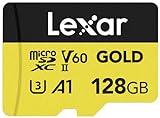 Lexar 128GB Professional Gold Micro SD Card, UHS-II, C10, U3, V60, A1, Full HD, 4K UHD, Up to 280/100 MB/s, for Drones, Action Cameras, Portable Gaming Devices (LMSGOLD128G-BNNNG)