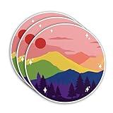 (3Pcs) Subtle LGBTQ+ Sticker LGBTQ+ Flag LGBT Stickers Pride Mountain Trans Sunset Cute 2" Waterproof Die-Cut Vinyl Sticker for Laptop Water Bottle Hard Hat Kindle Cars Sticker Decal Gifts 2 Inches