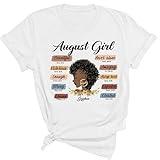 GERBERA STORY - Custom August Shirt August Birthday Gifts for Her Birthday themes for August, August Queen, Personalized August Birthday T Shirts for Women Multi