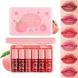 6 Colors Lip Tint Stain Set,Water Tint Lip Stain Korean Lip Gloss Long Lasting,Plumping Mini Liquid Lipstick Moisturizing Natural Lip Tint,Multi-Use Lip & Cheek Tint,Non-sticky,Lightweight,Vivid Color