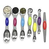 Multicolor Magnetic Measuring Spoons Set with Leveler - Stainless Steel, Stackable, Fits Spice Jars - For Baking Kitchen