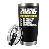 Panvola Tech Support Checklist Technical Support Gifts Computer Programmer Vacuum Insulated Tumbler Travel Mug 20 oz Black