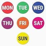 TucoDeals | Day of The Week Labels Stickers - 1" Round Assorted Color Coded Label Stickers for Restaurant Deli Grocery Store Food Packaging Pharmacy, Strong Adhesive & Easy Peel (300 Labels on Sheet)