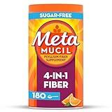 Metamucil 4 in 1 Daily Fiber Supplement Powder, Fiber Powder for Digestive Health and Regularity*, Sugar-Free, Orange, Naturally Sourced Psyllium Fiber, 180 teaspoons