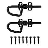 SANKINS Loop Style Spring Locking Barrel Bolts Door Latch Hardware for Sheds, Gates, Barn Doors, Wooden Window, Chicken Coops Black - 1 Pair Includes 8 Screws