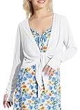 BALEAF Women's Sun Protection Coverup 2024 Cover Up Cardigan SPF Sun Shrug Tie Front Sun Wrap UPF Long Sleeve UV Sun Shirts Beach Shawl Outdoor White XL