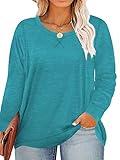 Womens Tops Plus Size 4X Casual Long Sleeve Shirts Blue-1 28W