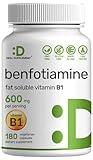 Benfotiamine 600mg Per Serving, 180 Veggie Capsules (300mg Per Cap) – Fat Soluble Vitamin B1 Thiamine Supplement – 3rd Party Tested, Vegan, Non-GMO, Gluten Free