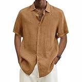 generic Deals+of+The+Day Mens Shirts 2024 Summer Cotton Linen Casual Beach T Shirts Button Down Short Sleeve Men Big and Tall Regular Fit Holiday Tops, XX-Large, A#18 Khaki