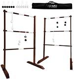 SWOOC Games - Wooden Ladder Ball Game Set (Weather Resistant) - 10 Games Included & Carrying Case - Easy, No Tool Asssembly - Ladder Toss Outdoor Game - Hillbilly Golf Backyard Games - Yard Games