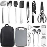 Kyraton Camping Cooking Set 15 Pack, Camping Cookware, Camping Supplies, Portable Camping Kitchen Utensil Set, Ldeal for Backpacking, Barbecuing, Camping and Hiking Trips.