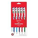 Amazon Basics Clean Plus Toothbrushes, Soft, 10 Count, Assorted Colors (Previously Solimo)