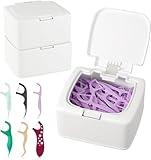 Dental Floss Picks Dispenser with Press Flip Top Cover - Quick Refill, Floss Pick Holder and Qtip Holder, Compact Storage Case for Home Use