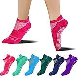 FUNDENCY Non Slip Yoga Socks for Women 6 Pairs, Anti-Skid Socks for Pilates Bikram Fitness Socks with Grips