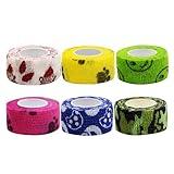 6 Pack Cute Bandage Wrap Self Adhesive Bandage Wrap Vet Finger Wrap Tape for Pet Dogs