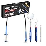 WORKPRO 4PC Telescoping Magnetic Pick Up Tool Kit, Includes Telescoping Inspection Mirror, 2PC Magnetic Pick Up Tool And Four Claw Grabber Tool, Pick Up Grab Tool Set For Auto Repair