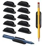 Tiizze Adhesive Pencil Holders for Desk Set of 10 - Silicone Pen Holder with 15 PCS Upgraded Acrylic Adhesive Pads - Flexible Pencil Holder for Office Essentials Accessories and Teacher Supplies