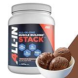 Alpha Gold Nutrition All-in-One Muscle Building Stack - Chocolate Whey Protein Isolate, Creatine Monohydrate, HMB, and L-Glutamine, 4 products in one, Nothing Artificial, 30 servings