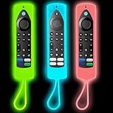 [3-Pack] Climberer Firetv Glow-in-The-Dark Remote Covers for Toshiba/Insignia Fire 4k max Remote NS-RCFNA-21 2021-2024 Durable Silicone Cases with Glowing Feature & Attached Lanyards (Macaron)