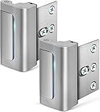 Home Security Door Lock, 2 Pack Childproof Door Reinforcement Lock with 3 Inch Stop Withstand 800 lbs for Top Front Inward Swinging Door, Upgrade Flip High Night Lock to Defend Your Home Kids