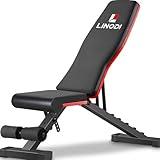 LINODI Weight Bench, Adjustable Strength Training Benches for Full Body Workout, Multi-Purpose Foldable Incline Decline Home Gym Bench