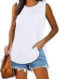 Womens Tank Tops Summer T Shirts Sleeveless Casual Loose Tunic Blouses(Solid White, 4XL1)