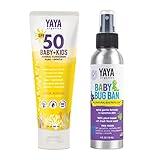 Sun + Bug Protection Bundle for Baby + Kids by YAYA Organics | Reef-friendly SPF 50 Mineral Sunscreen and Deet-free Baby Bug Ban Natural Bug Repellent Spray | Pure and Gentle | 3 oz / 4 oz