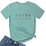 BLACKMYTH Women Graphic Tops Funny Cute Tee Shirts Light Green X-Large