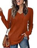 Saloogoe Womens Fall Fashion 2024 Outfits Tunic Sweaters Long Sleeve Shirts for Women Dressy Caramel M