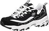 Skechers Sport Women's D'Lites Memory Foam Lace-up Sneaker,Biggest Fan Black/White,8 M US