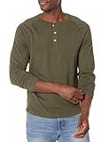 Amazon Essentials Men's Slim-Fit Long-Sleeve Henley Shirt, Olive Heather, Large