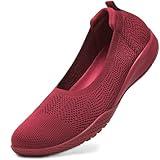 Women's Flats Slip On Go Walk Shoes for Women Comfortable Walking Sneakers Knit Low Wedge Dressy Ballet Shoes Zapatos para Mujer Red Size 11.5