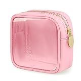 FFaw Small Clear Makeup Bag, Nylon Mini Cosmetic Bag Small Makeup Bag for Purse TSA Approved Travel Toiletry Bags with Zipper Cute Makeup Bag Organizer Car Organizer Bag for Women Girls (Pink Mini)