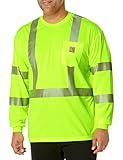 Carhartt mens High Visibility Force Long Sleeve Class 3 Tee work utility shirts, Brite Lime, Large US