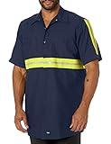 Red Kap mens Enhanced Visibility Shirt, Short Sleeve Work Utility Button Down Shirt, Navy With Yellow/Green Visibility Trim, X-Large US