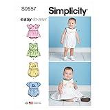 Simplicity Baby Romper Sewing Pattern Kit, Code S9557, Sizes XXS-XS-S-M-L, Multicolor